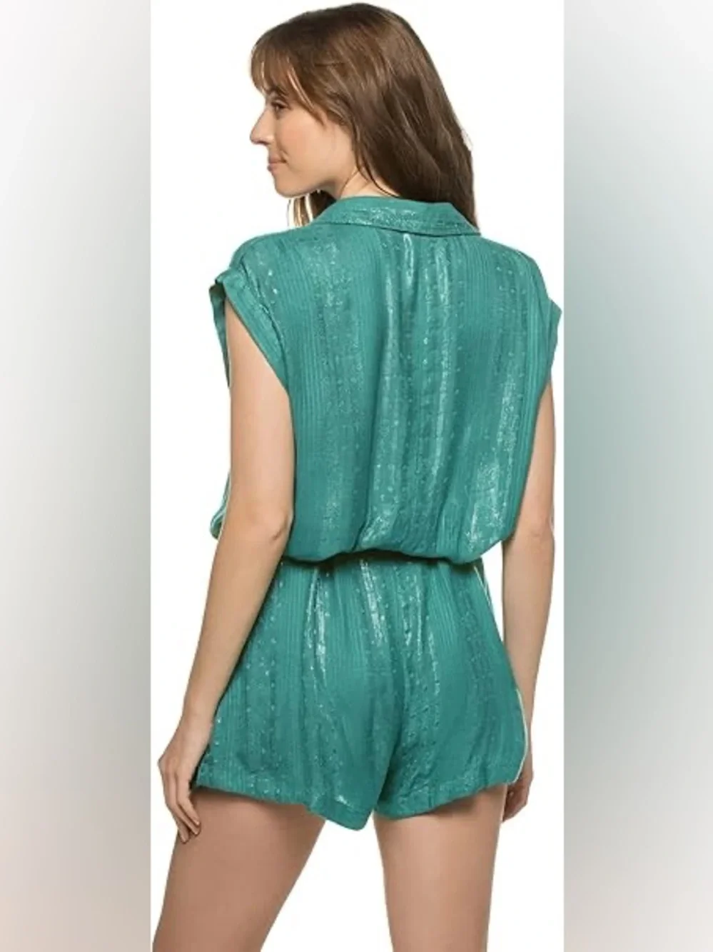 Isabella Rose Green Sleeveless Tie-Waist Romper Swim‎ Beach Cover boho style